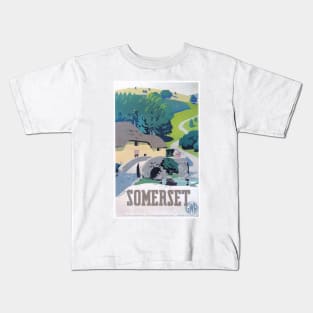 Somerset - GWR - Vintage Railway Travel Poster - 1936 Kids T-Shirt